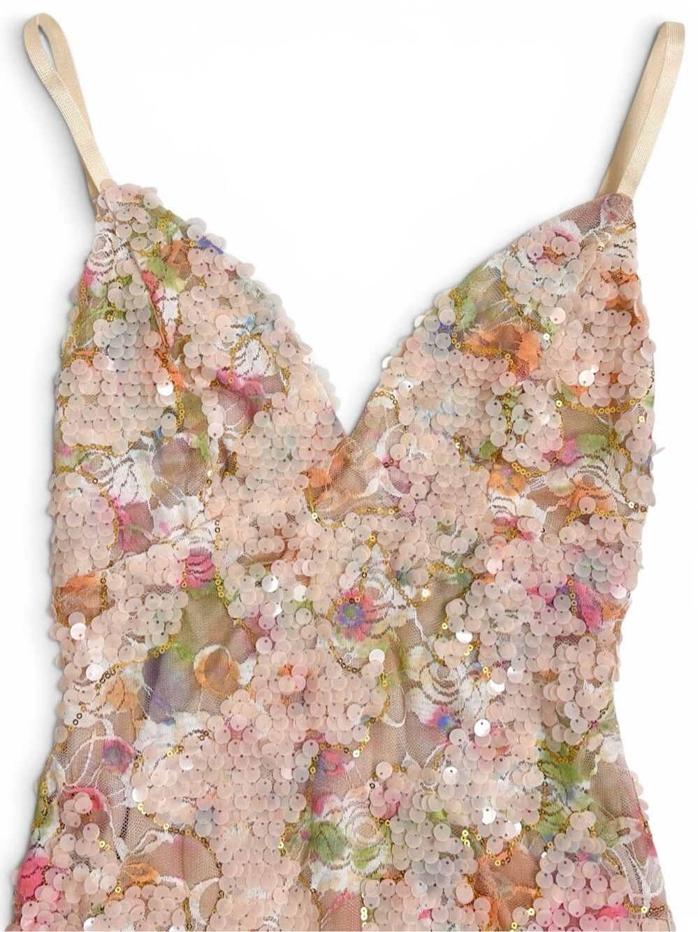 Bella Barnett Floral Sequin Bodycon Mini Dress XS Blush Cocktail Party Date HoCo - Picture 7 of 16